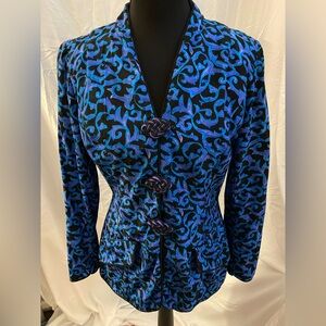 Vintage GORGEOUS Maggy London Vibrant Blue and Black Blazer